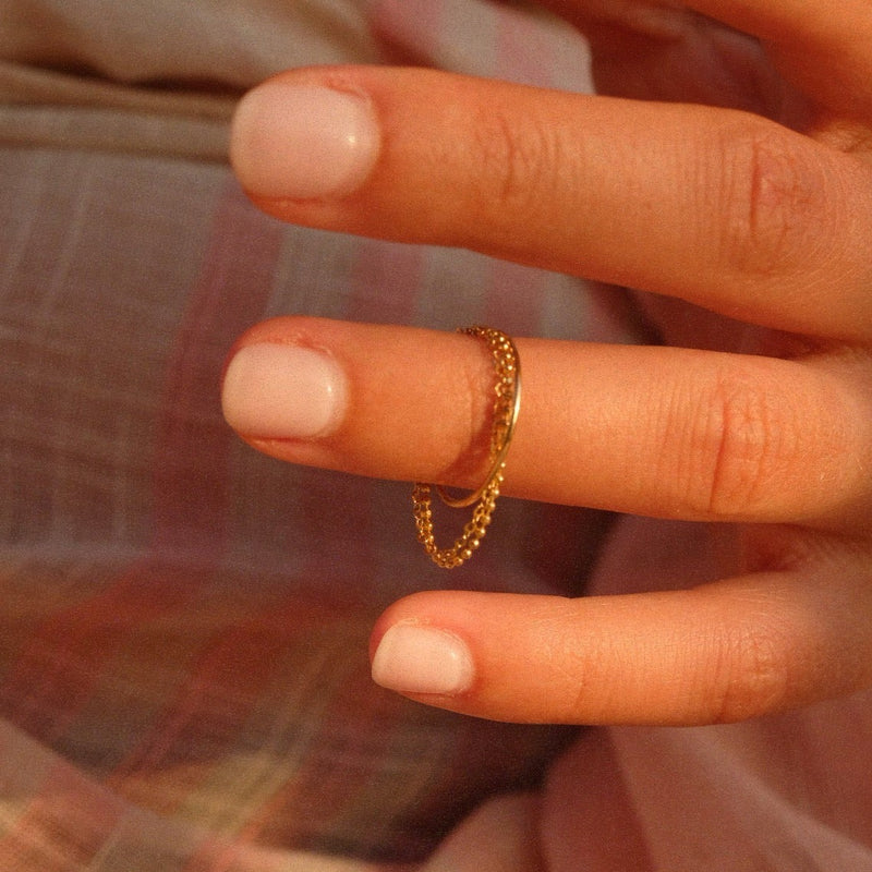 anelli d'oro da impilare, anelli delicati, set di anelli, 3 anelli, anelli di base, anelli senza tempo, anelli con catena morbida, 18 kt anelli d'oro, lil milan anelli